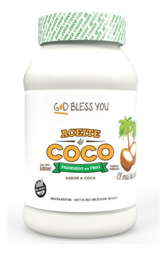 Aceite de coco virgen God Bless You 500ml