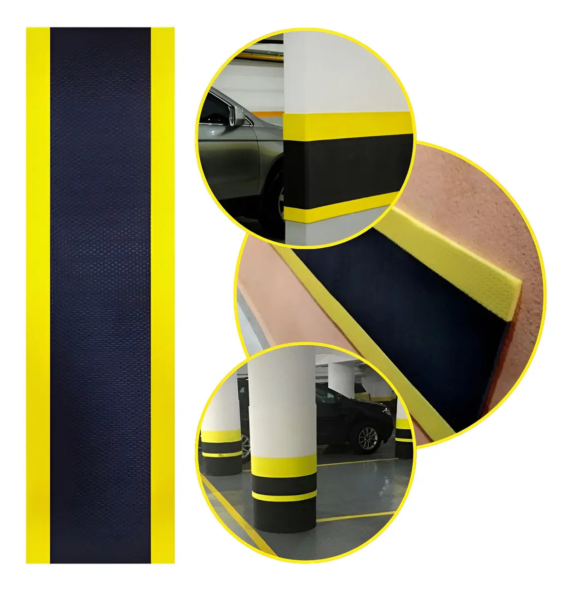 2 Manta Em Eva Protetor Parede Garagem Adesivada 100cmx30cm Preto/amarelo