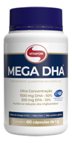Suplemento en cápsula Vitafor  Omega 3 Mega DHA omega 3 dha en pote de 60g