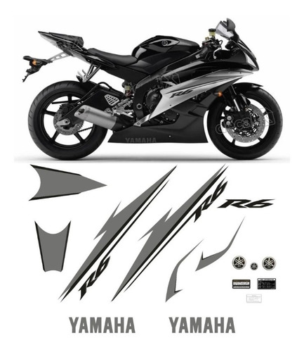 Kit De Adesivos Compatível Com Yamaha R6 2007 Preta R607pt