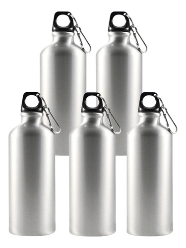 Botella Plata Aluminio 400 Ml Sublimacion 5 Pack 
