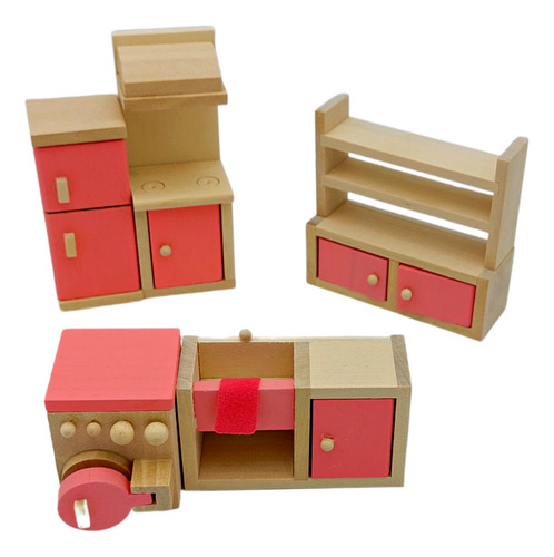 Set Muebles Madera Cocina Kitchen 5 Piezas Juguete