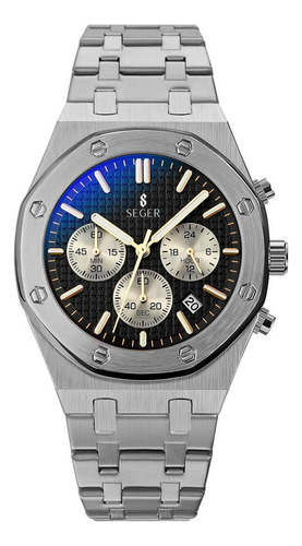 Reloj Hombre Seger 9296 Original Eeuu Elegante Casual Acero Color de la malla Plateado