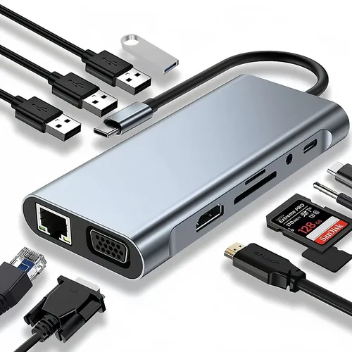Optiron11en1usb Hub Adaptador Para Portátil Usb3.tipoc 5gbps