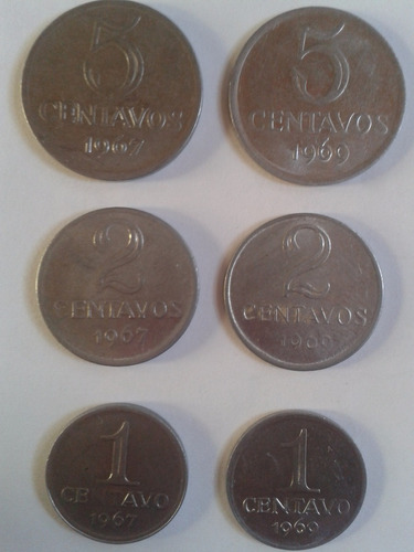 1 * 2 * 5 Centavos 1967 - 1969 Brasil L12
