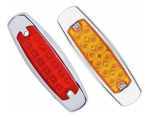 Plafón Lateral Metal Peterbilt (10 Pieza) 12 Led Ámbar  Rojo