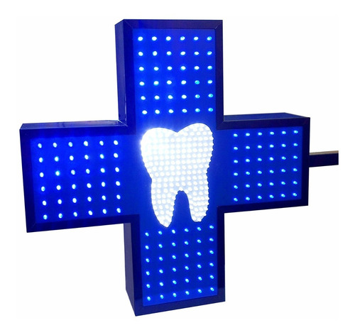 Cartel Cruz Led Odontólogo 60x60, Doble Faz, Multiefectos
