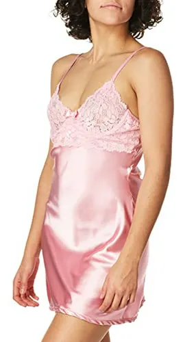 Babydoll De Charmeuse Con Encaje Y Copas Con Aros Para Mujer