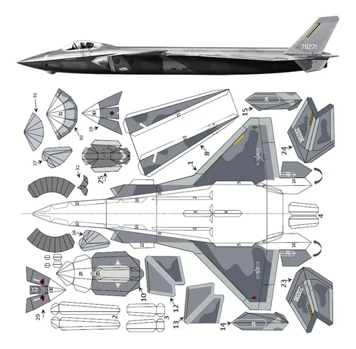J-20 Escala 1,72 Papercraft Sencillo