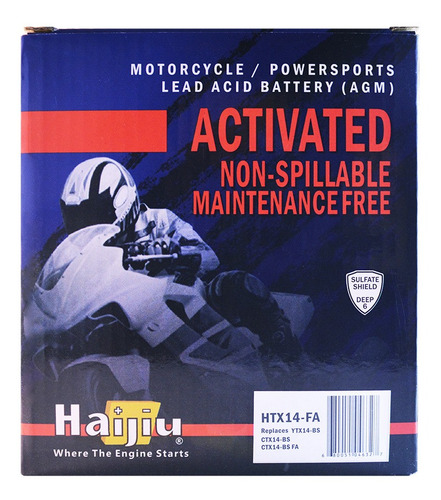 Imagen 3 de 9 de Batería Moto Haijiu Htz14s-fa Agm Gel Libre Mant. Cuotas