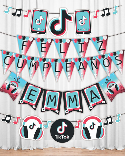 Tik Tok Banderines Imprimibles Para Cumpleaños