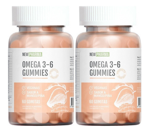 Pack 2 Omega 3-6 Gummies - Newpharma Sabor Mango piña
