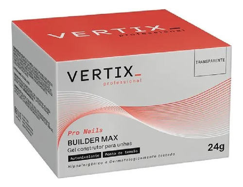 Vertix Prof. Pro Nails Builder Max Gel Construtor 24g Cor Transparente