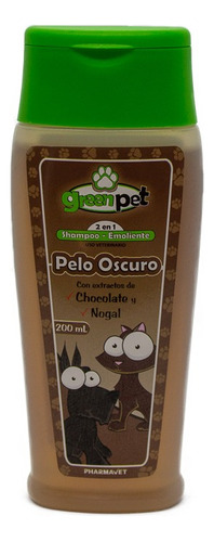 Shampoo Green Pet Para Perros Y Gatos Pelo Oscuro 200 Ml