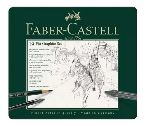 Estuche para lápices Pitt Graphite de Faber-Castell, 19 piezas, color grafito