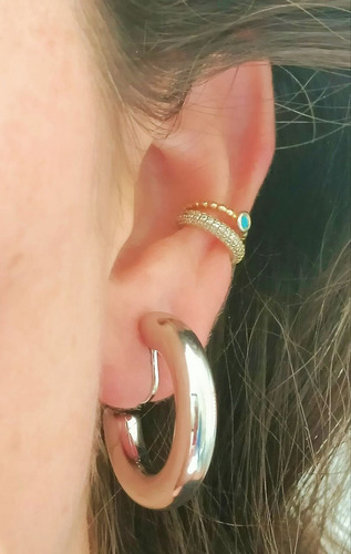 Aros Sin Perforacion Argollas Chunky Delgadas Plateadas