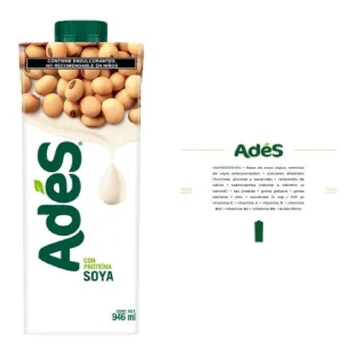 Bebida De Soya Ades 12 Pzas De 946 Ml Msi