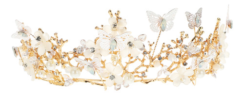 Casco De Novia Con Forma De Corona De Mariposas Y Flores