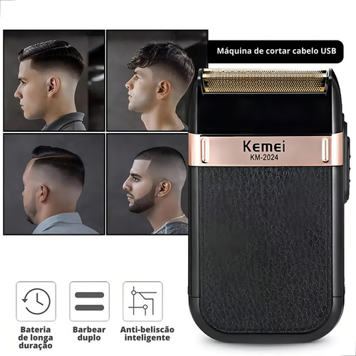 Máquina De Barbear Kemei Shaver Km-2024 Com Tela Extra