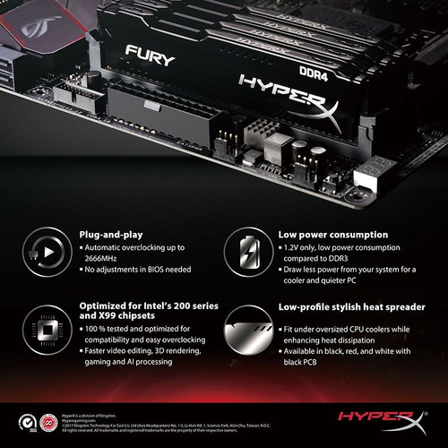 Módulo De Memoria Ddr4 Ram 3600 Kingston Fury Beast 16g (8*2
