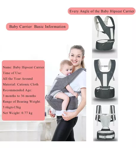 Portabebés para recién nacidos a niños pequeños con asiento de cadera 6 en  1 ergonómico para todas las posiciones, portabebés suave con capucha para