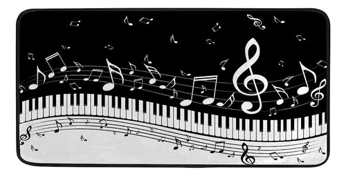 My Daily Musical Notes Piano Keys Area Rug 39x20 Inch, Black