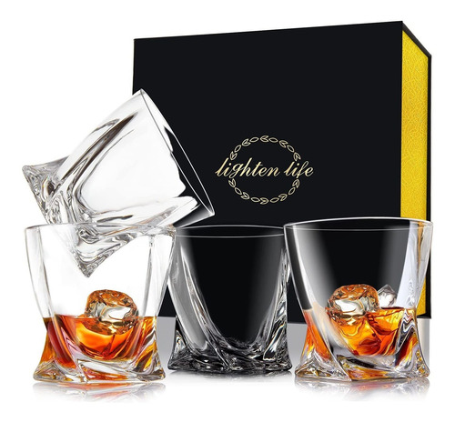 Vasos De Cristal Lighten Life Para Whisky, Juego De 4 U.