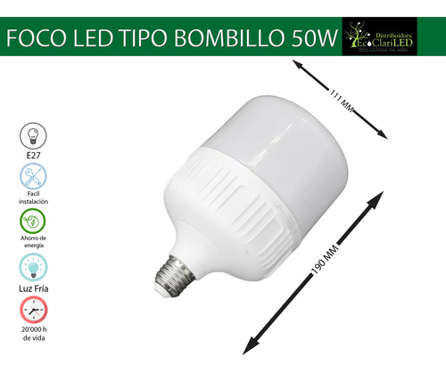 Foco Led 50w E26 E27 500w Incandescente Socket Normal Mg