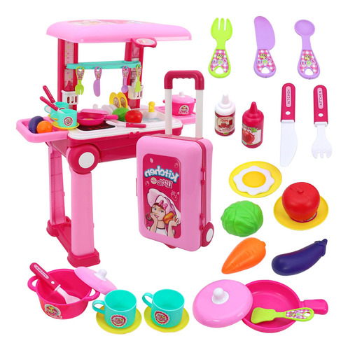 Kit De Cocina Para Niños En Maleta De Viaje 2-en-1 Regalo Color