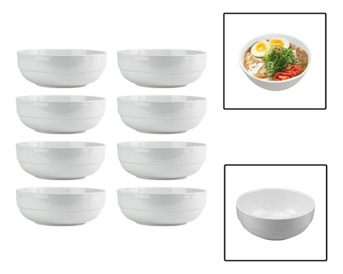 Kit 8 Tigelas Bowl 500ml Melamina Cumbuca Caldo Sopa Salada