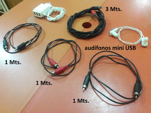Lote Cable Ficha Rca Cargador Celular Audífonos Audio Video.