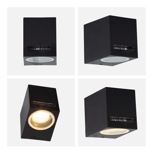 Aplique Pared Exteriores Cubico Negro 5w Gu10 1 Luz