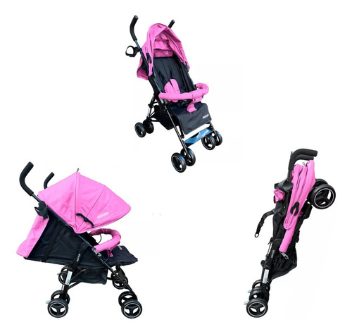 Cochecito paragüitas Mega Baby Jupiter rosa con chasis color negro
