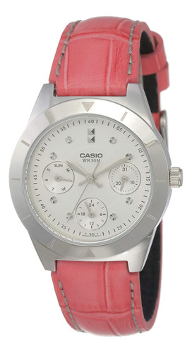 Casio Womens Ltp2083l-4av Reloj De Cuarzo De Cuero Rosa Con 