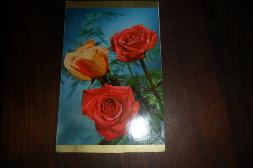 Antigua Tarjeta Postal Rosas Relieve Impresiones Sacerdoti
