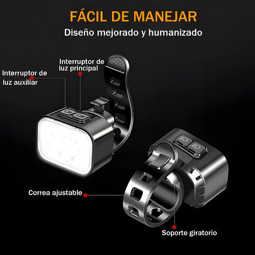 Luz Bicicleta Recargable Usb Delantera Y Traser 10+10 Led