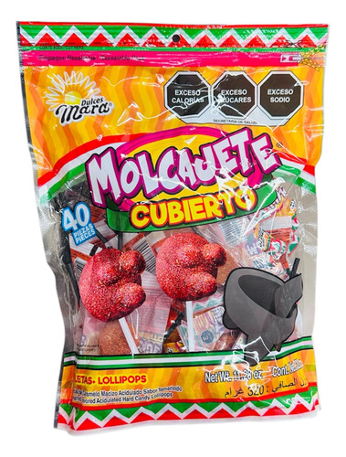 Paleta Dulce Molcajete Cubierto Sabor Tamarindo Chile 40pz