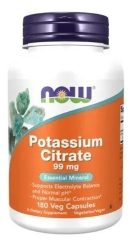 Now- Citrato De Potasio Mineral Esencial 99 Mg. - 180 Cáp