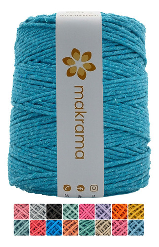 Hilaza De Algodón Para Macrame 3mm Colores Color Azul Cian