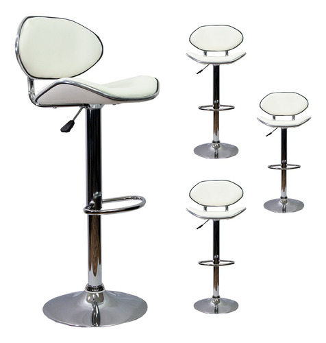 Kit 4 Bancos Barra Bar Comedor Respaldo Alto Shell B Blanco