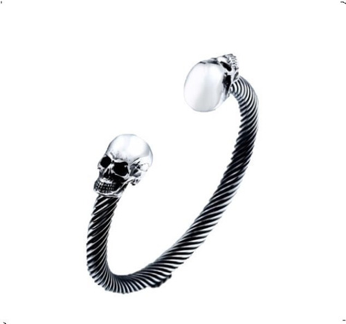 Pulsera De Doble Calavera Hombre Acero Quirurgico Moda 2019