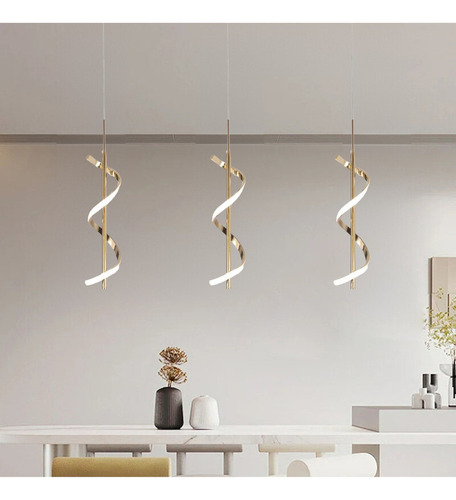 Lámpara Led En Espiral De Adn Moderna Y Lujosa, Color Dorado