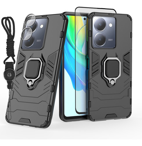 Rudo Uso Case Funda For Vivo Y36 + Screen Len Mica + Strap