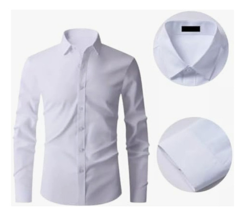 Camisa Social Manga Longa Breda Poliester E Algodao