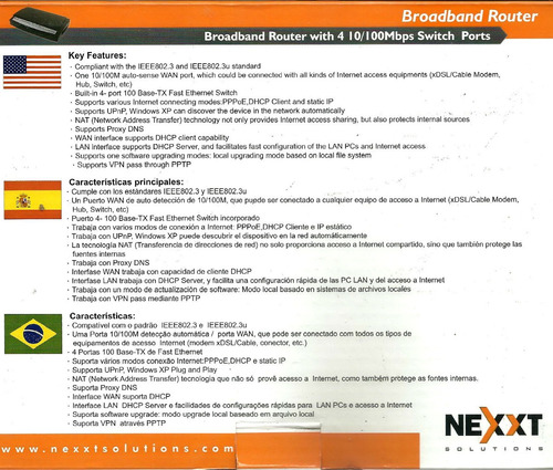 Imagen 2 de 2 de Switch Router 4 Puertos Nexxt 10/100mbps 1 Puerto Wan