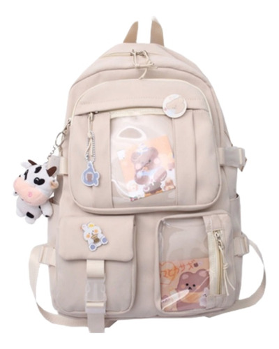 Mochila Escolar Con Lindos Accesorios De Vaca Lechera, Alfil