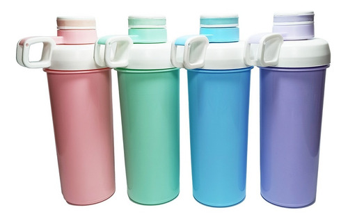 Imagen 4 de 10 de Vaso Shaker Botella Batidos Mezclador Proteina Gym X 4 Uni
