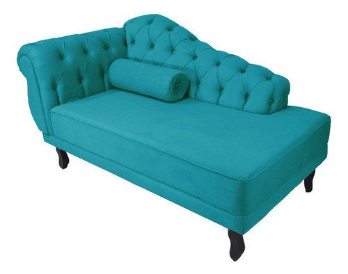 Recamier Divã Larissa Lado Direito Suede Azul Turquesa