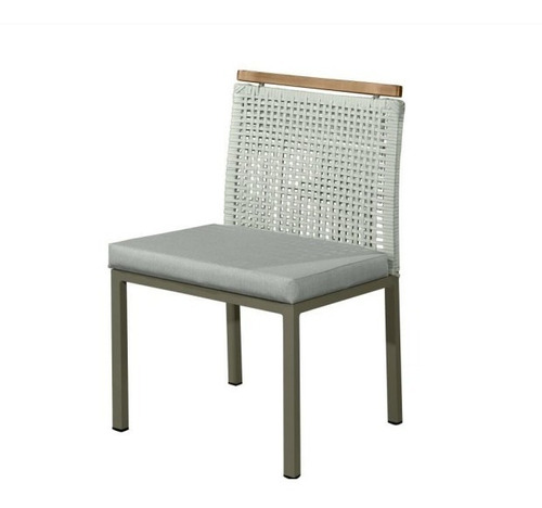 Cadeira Dallas S/braço Alumínio, Madeira E Corda Náutica