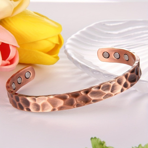 Hermosa Brazalete Pulsera Mujer Magnética Cobre Con 6 Imanes